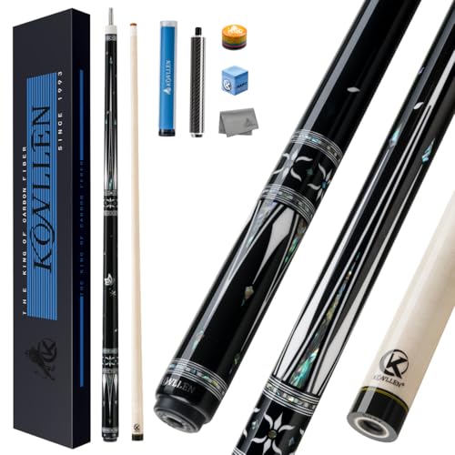 KONLLEN KL-KB Low Deflection Maple Billiards Cue Pool Cue Stick Real Wood Abalone Shell Inlay Wrapless 12.5mm Tip - color: AK-KB-1-set3