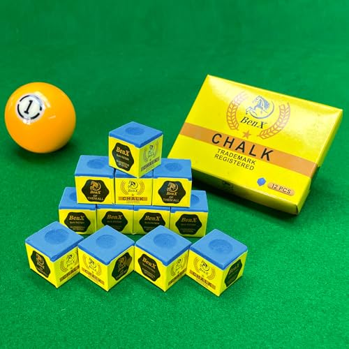 Pool Cue Chalk 24 Pack (2x12 Boxes) - Blue Billiard Chalk Cubes, High Grip Formula, Professional Tournament Grade, Mess-Free Application for Enhanced Spin & Control - style: 3A