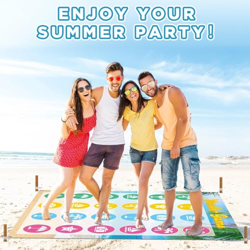 Giant Floor Games - Summer Beach Pose Balance Game, Hawaiian Tropical Party Game, Indoor Outdoor Interactive Game For Adults - Promotes Physical Activity, Family Board Game Mat for Home Lawn Yard