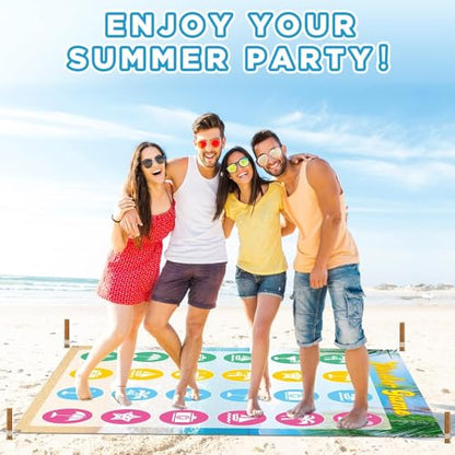 Giant Floor Games - Summer Beach Pose Balance Game, Hawaiian Tropical Party Game, Indoor Outdoor Interactive Game For Adults - Promotes Physical Activity, Family Board Game Mat for Home Lawn Yard