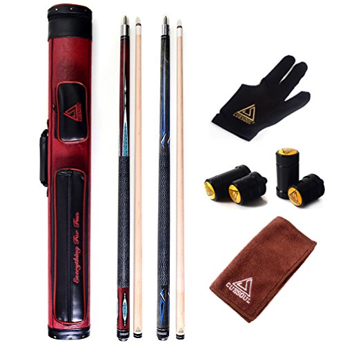 CUESOUL 19oz Pool Cue Sticks with Hard Pool Cue Case - color: E104-E102