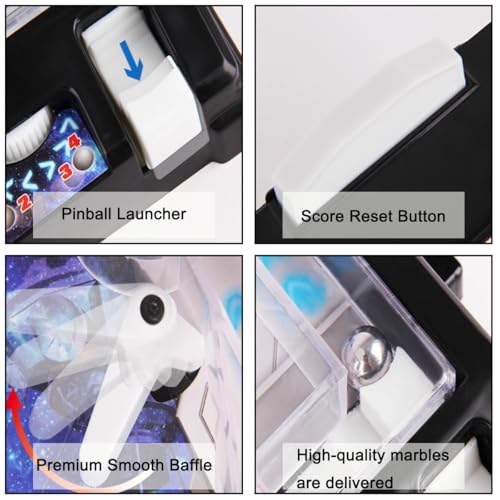 Tabletop Electronic Pinball Game Gifts, Arcade Pinball Machine Toy, Space Theme Mini Pinball Kit with Lights and Sounds Effects, Kids Adults Desktop Arcade Pinball Machine