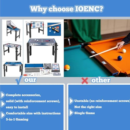 5-in-1 Multi Game Table Set-Billiards, Basketball, Hockey, Table Tennis and Safe Archery,Infinity Game Table with for Home, Game Room, Bar, Office, Dormitory