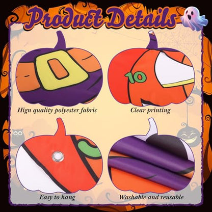 Tiamon Halloween Pumpkin Bean Bag Toss Game Banner with 3 Bean Bags, 47x45 Large Pumpkin Halloween Toss Game, Trick or Treat Party Supplies, Classroom Carnival Fall Festival Activities