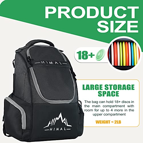 HIMAL HIMAL Disc Golf Bag Holds 22+ Discs, Durable Disc Golf Backpack with Large Capacity, and Multiple Storage Pockets - color: Black