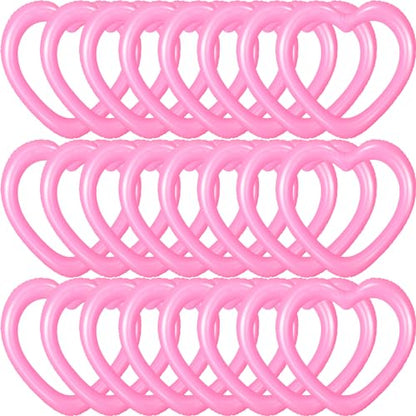 RoundFunny 24 Pcs Valentine‘s Day Heart Shaped Inflatable Ring Toss Pink Heart Plastic Rings for Games Fun Target Toy Toss Games for Party Favor Garden Backyard Outdoor