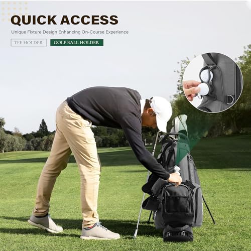 uniHimal Lightweight 7-Way Golf Stand Bag for Men & Women | Carry Bag, Multiple Pockets, Dual Straps - color: gray