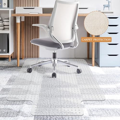 KMAT Office Chair Mat for Carpet, Computer Desk Mat,Anti-Slip Clear Desk Chair Mat for Home Rolling Chair,Heavy Duty Floor Protector for Office-Easy to Clean-45 x53 with Lip - size: 45"x53", style: Carpet Mat With Lip