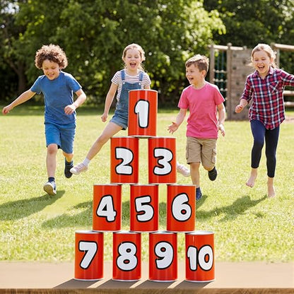 JOYIN 13 Pcs Carnival Party Bean Bag Toss Game, Sturdy Knockdown Can, Birthday Easter Party, Family, Best Outdoor and Indoor Games, Easter Egg Hunt for Classroom Gifts (Number Style) - style: Number