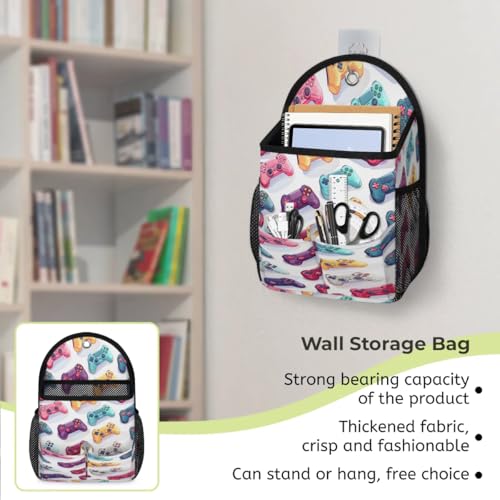 Wall Hanging Organizer Bag Gaming Consoles Wall Hanging Storage Bag with Pockets Wall Organizer Storage for Kitchen, Bedroom, Bathroom, RV Camper - size: 1 PCS
