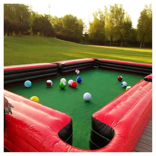 Snookball Giant Inflatable Soccer Pool Table Football Pool Pitch Billiards Inflatable Football Billiard Game with PVC Mat, Air Blower, 16 Balls for Party, Event - size: 7*5m