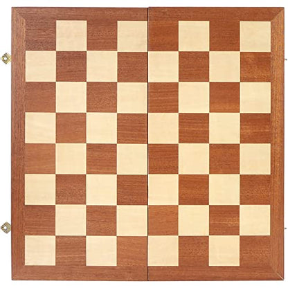 VAMSLOVE 14inch Checkers Folding Wooden Game Set, 8x8 Classic Checkerboard International Checkers Draughts Board 64 Square with Pieces Storage Slots (Instructions Included)