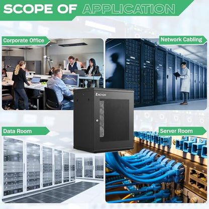 Network Rack Enclosure Cabinet Enclosure for Computer Data Networking Electronic Equipment, Removable Side Panels, Locks, 25in Depth (12U) - size: 12U