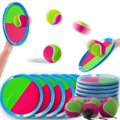 Toss and Catch Ball Game Set, Beach Outdoor Toys for Kids Boys with Paddle, Balls and Storage Bag, Yard Backyard Outside Indoor Toys Games Gifts for Kids Boys Girls Ages 3 4 5 6 7 8 9 10 - style: 6 Paddles & 6 Balls
