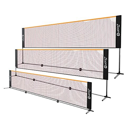 Portable Tennis Net,Stainless Steel Poles Badminton Net Set Adjustable Height Nylon Net Foldable/extendable Poles for Tennis, Pickleball,Soccer, Indoor, Outdoor Court, Backyard, Beach, Driveway - size: 16.5 FT
