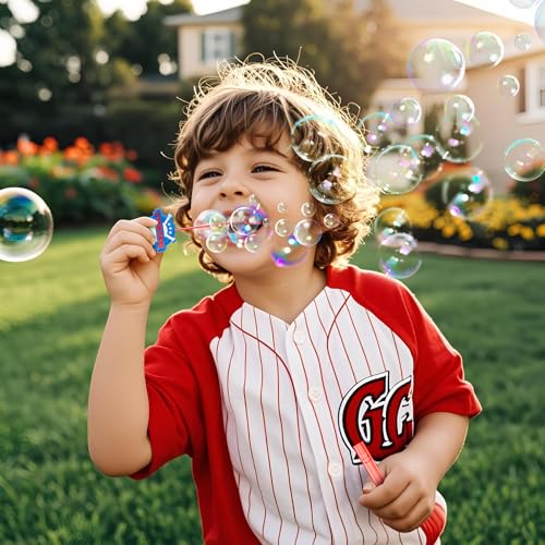 Winrayk Baseball Party Favors, 24Pcs Baseball Themed Mini Bubble Wands for Kids Bubbles Bulk with Detachable Topper (6 Styles), Birthday Gift Classroom Prizes Girl Boys Sports Goody Bag Stuffer Supply - style: Baseball