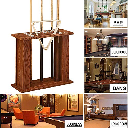 EXOGUN Home Ball Cue Stand Rack Pool Stick Holder Billiard Cue Racks Holds 16 Cues Fishing Rod Rack Solid Hardwood Floor Stand for Pool Bars, Clubs Free-Standing Floor Cue Rack Holds(Walnut)