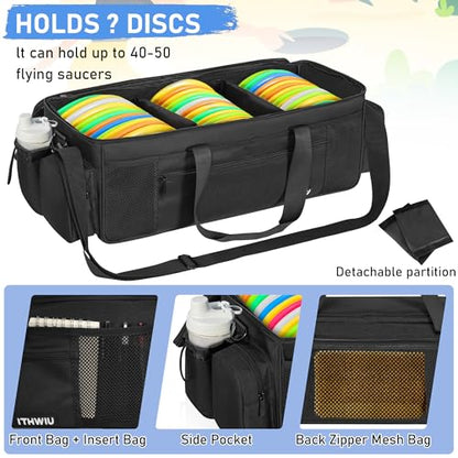 Disc Golf Storage Bag Durable Large Capacity with Dividers and Multi Side Pockets, Black - style: 25 X 10.2 X 10.2 Inch