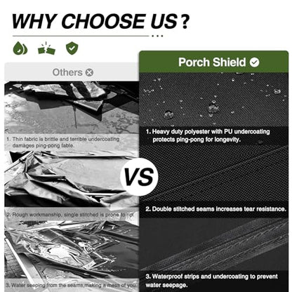 Porch Shield 9x5 Ft Ping Pong Table Cover – Outdoor Water Repellent Table Tennis Cover for Folding & Flat Black