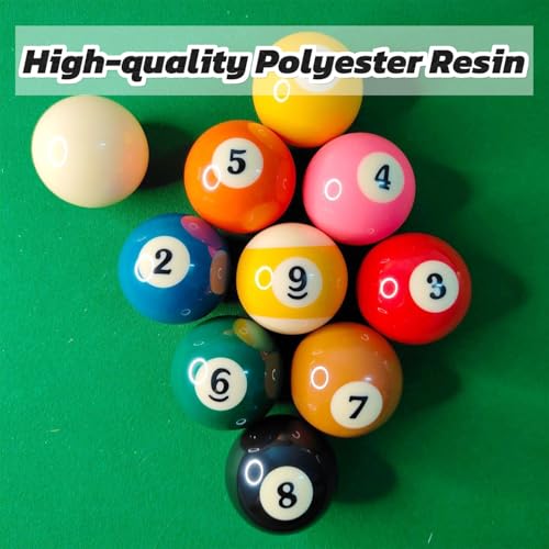Billiard Nine-Ball,Standard Set 10 Pool Table Balls, 2-1/4 inch Billiard Cue Ball Set Professional Pool Table Accessories