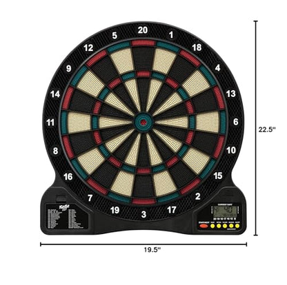 Fat Cat by GLD Products 727 Electronic Dartboard Value Size Over 15 Games and 132 Options Auto-Scoring Compact Display with Missed-Dart Throw Catch Ring Soft Tip Darts and Extra Points Battery