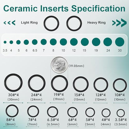 Fishing Rod Repair Kit, Fishing Pole Eyelet Repair -13 Sizes 52Pcs Ceramic Guide Rings for Replacement, Rod Tip Accessories & Gear | High-Hardness | Low-Friction/w A&B Epoxy Glue Tweezer