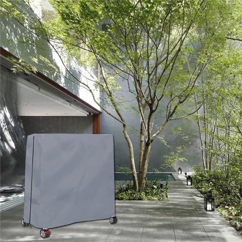 Table Tennis Cover, Outdoor/Indoor Waterproof Dustproof Sunscreen Ping Pong Table Cover Fits Folding Tables All Weather Protection 5.4*2.3*6.1ft（Gray）
