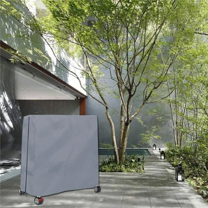 Table Tennis Cover, Outdoor/Indoor Waterproof Dustproof Sunscreen Ping Pong Table Cover Fits Folding Tables All Weather Protection 5.4*2.3*6.1ft（Gray）