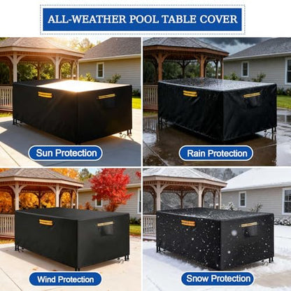 6/7/8/9 ft Pool Table Cover, 420D Oxford Waterproof Billiard Cover, Heavy Duty Dustproof Billiard Table Cover Indoor & Outdoor for Snooker Billiard Table & Pool Table Game,9FT(113" L x 61" W x 32" H) - size: 9FT(113" L x 61" W x 32" H)