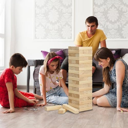 Olsa Giant Tumble Tower 57PCS Wooden Block Stacking Yard Games with Carrying Bag Classic Indoor & Outdoor Game for Adults and Family Party Games for Backyard Lawn Beach Camping (Over 4.2 Ft) - size: M-Over 4.2FT