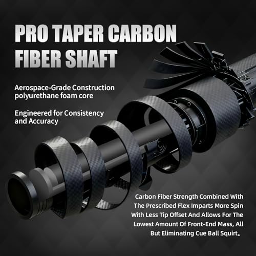 58" Carbon Fiber Pool Cue Stick - Elegant Design Billiard Cue for Adults, Low Deflection Pro Shaft with 11.8mm Tip, 3/8-8 Joint - color: Piano Black