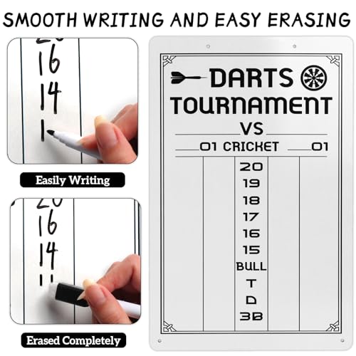 Dart Scoreboard-Dry Erase Scoreboard for Cricket and 01 Games, Dart Board Accessories with 2 Dry Erase Makers(15.3 x 9.8 inches)
