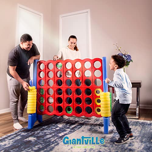 Giantville Giant 4 in a Row Connect Game + Storage Carry Bag - 4" Wide X 3.5" Tall - Oversized Jumbo Sized Entertainment for Outdoor/Indoor Play for Kids & Adults - Durable Waterproof - 2024 Version - style: Game with Bag