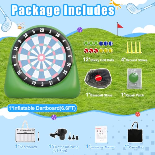 AONESY Inflatable Giant Kick Dart Games Soccer Golf Kick Dartboard Outdoor Backyard Lawn Large Carnival Games 6ft Big for Kids Adults Family Dartboards with Balls & Air Pump