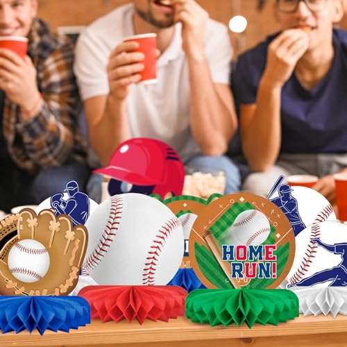 Baseball Party Supplies:Baseball-Themed Honeycomb Centerpiece for Baseball Birthday & Gameday Celebrations - Essential Decorations & Favors - style: Baseball