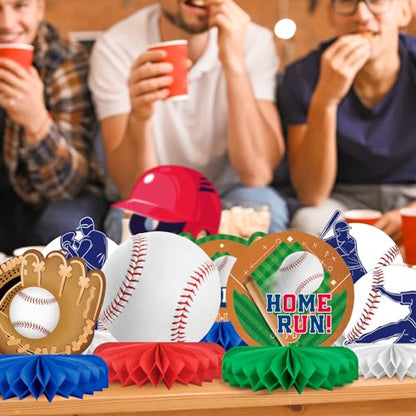 Baseball Party Supplies:Baseball-Themed Honeycomb Centerpiece for Baseball Birthday & Gameday Celebrations - Essential Decorations & Favors - style: Baseball