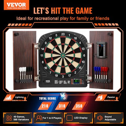 VEVOR Dart Board Cabinet Set, Multiple Styles Ready-to-Play Bundle Official Size, Steel Tip Dart Hideaway Cabinet, Features Easy Assembly, Complete with All Accessories, Perfect for Cricket Games - size: 35.3" x 20" x 2.7", style: Electronic Style