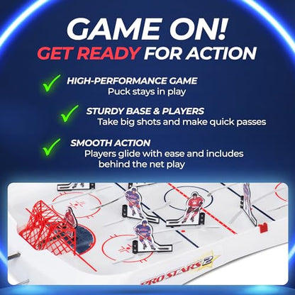 TOP SHELF Pro Stars: Ultimate Table Hockey Game - 28" x 14" Arcade Thrills for Adults & Family - Realistic Bubble Dome Rod - Official CTHA Tournament Quality - All-in-One Ice Hockey Fun