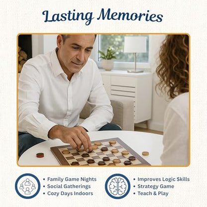 WE Games Old School Wooden Checkers Set Walnut and Natural Stain – 12 Inch Classic Board Game for Strategy Play, Gatherings, and Game Nights