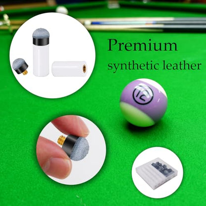 HUIESON 12 Sets 12mm Pool Cue Tips Replacement Kit, Includes Blue Screw On Pool Cue Stick Tip & White Billiard Cue Ferrule, Billiard Pool Stick Tips Replacement Kit.
