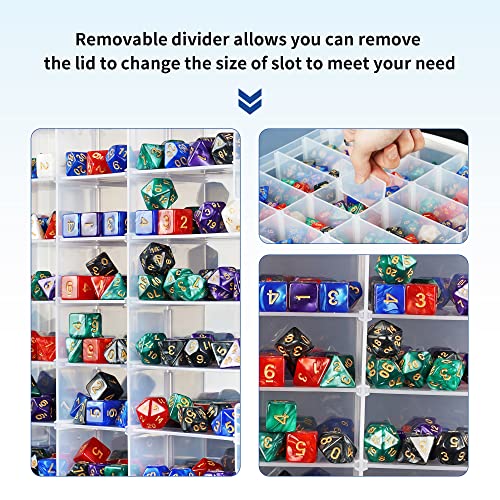 Dice Storage Case for DnD Dice with Removable Dividers Holding up to 830 Dices, Dice Case for DnD Dice with Handle Great for Dice Collectors or RPG D&D Games (Tranparent)