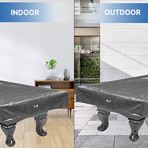 GSE Games & Sports Expert Billiard Table Covers, 7'/8'/9' Waterproof & Tearproof Heavy Duty Leatherette Pool Table Cover (Several Colors Available) - color: Grey - 9ft