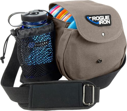 Rogue Iron Disc Golf Satchel Bag- Sling Tote Bag for Frisbee Golf - Holds Up to 14 Discs, Large 32oz Water Bottle, and Accessories V2 (14 Disc Gray)