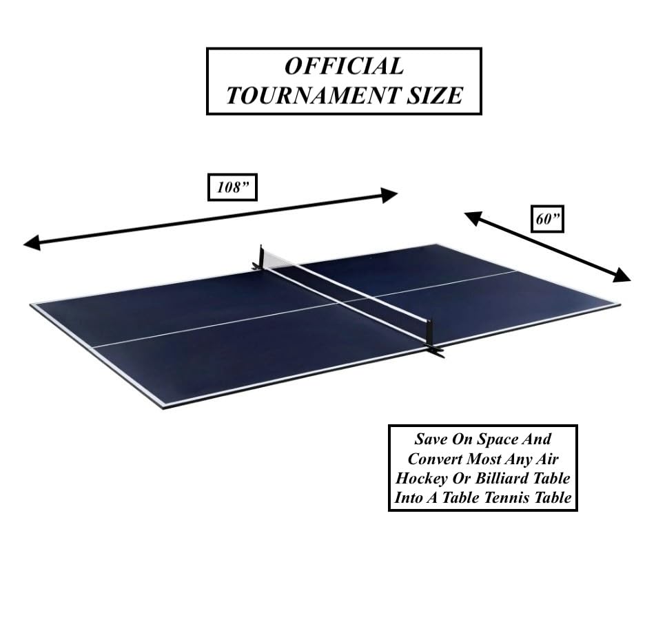 Foldable Indoor Official Size Table Tennis Conversion Top Ping Pong Tabletop with Retractable Net and Premium EVA Foam Padding Easy Storage with Fold-Up Design Double Sided PVC Finish