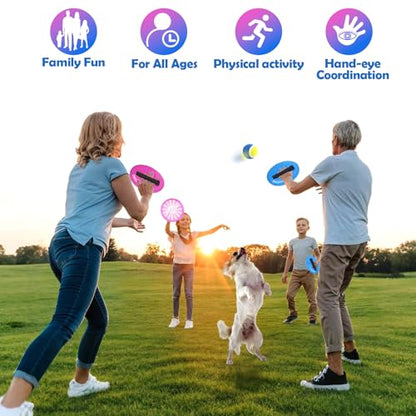 Toss and Catch Ball Set with 6 Paddles 6 Balls, Outdoor Toys for Kids Beach Toy Pool Sports Toys for Kids Age 3+, Summer Toys Birthday Gifts for 3 4 5 6 7 8 9 10 Year Old Boys Girls