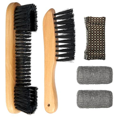 LAKINGO Pool Table Brush Set for Felt, 5 Kit Billiard Table and Rail Cleaning Accessories with 2 Wood Brush, 2 Ferrule Polish Cloths, Cue Shaft Cleaner Cloth - color: 5 Kit - Natural