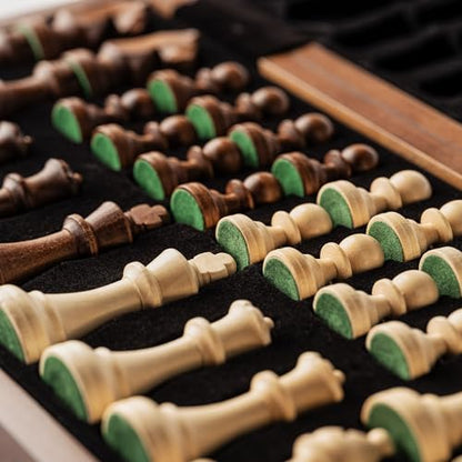 A&A 15" Magnetic Wooden Chess Set, Handmade 3" King Height Unique Chess Pieces with 2 Extra Queens, Tournament Portable Travel Chess Game Set for Adults Kids