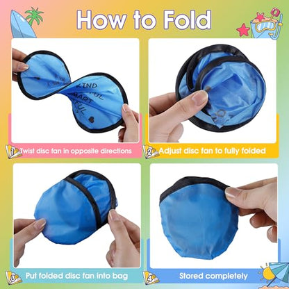 End of the Year Gifts for Students Bulk Foldable Flying Disc Fans Set with Stickers Bags, End of Year Student Gifts from Teacher Beach Fun Folding Pocket Hand Fans for Outdoor Activities Games - style: 32 Pcs Inspirational Flying Disc Fans-D