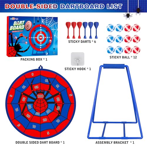 Large Dart Board for Kids, Kids Double-Sided Dart Board with Sticky Balls and Darts, Indoor/Outdoor Sport Fun Party Play Game Toys, Gifts for 3 4 5 6 7 8 9 10 11 12 Year Old Boys Girls - style: M032