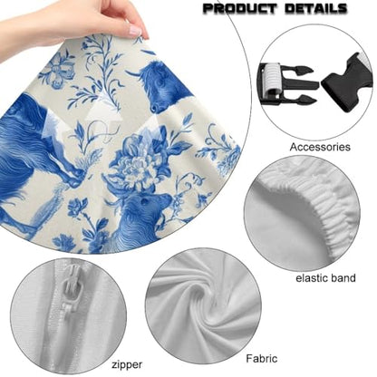 Suobstales Highland Cattle Floral Pattern Stretchable Gaming Chair Cover, Washable Anti-Scratch Slipcover with Armrest Protection, Cat Scratch Proof for Office and Computer Chairs - color: Highland Cattle Floral